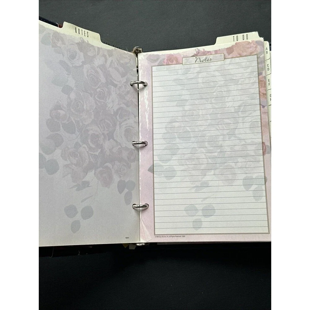 Vintage Perennials Navy Personal Organizer Planner Day Runner 9.5